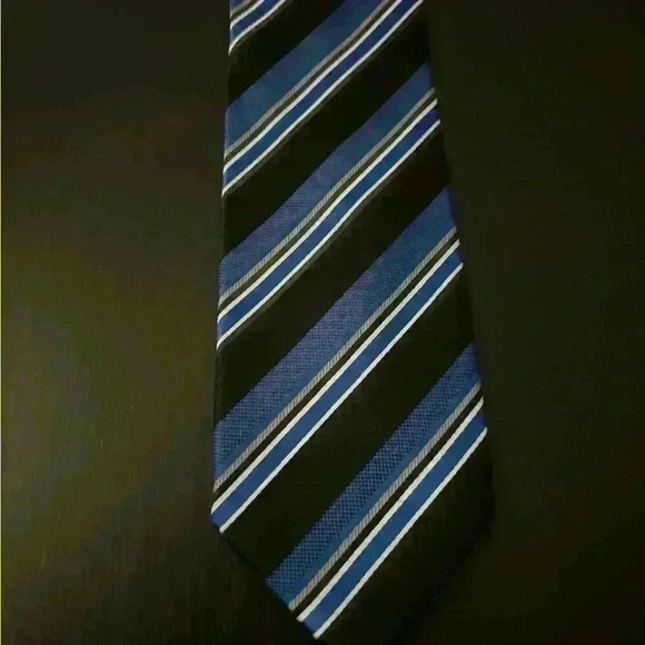 Valerio Garati Blue Black Striped Designer Men’s Neck Tie - Picture 2 of 6